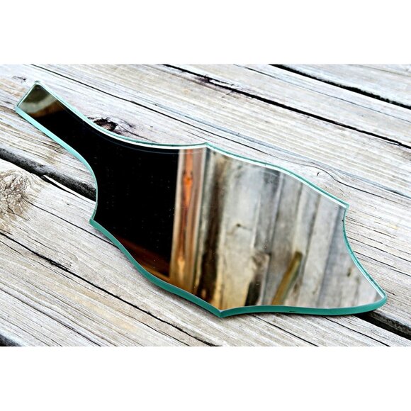 Art Deco Frameless Vanity Hand Mirror Abstract Atomic Backing c.1930s-1940s - Picture 8 of 13